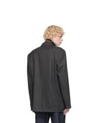 Dries Van Noten Grey Wool Herringbone Blazer