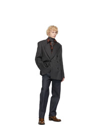 Dries Van Noten Grey Wool Herringbone Blazer