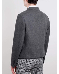Topman Grey Flannel Cropped Blazer