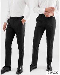 ASOS DESIGN 2 Pack Slim Smart Trousers In Charcoal Save