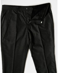 Asos Brand Slim Suit Pants In Charcoal Pindot