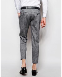 Asos Brand Skinny Cropped Suit Pants In Gray Fleck