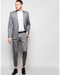 Asos Brand Skinny Cropped Suit Pants In Gray Fleck