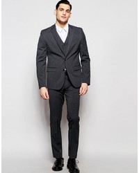 Asos Brand Slim Suit Pants With Stretch In Charcoal