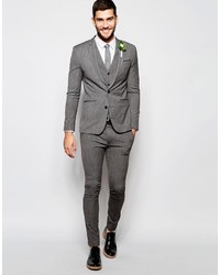 Asos Brand Wedding Super Skinny Suit Pant In Salt And Pepper