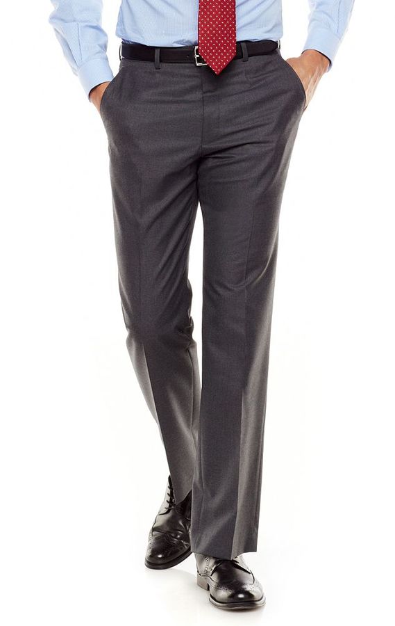 Chaps Classic Fit Solid Flat Front Charcoal Suit Pants, $120 | Kohl's |  Lookastic