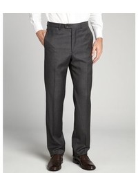 Joseph Abboud Charcoal Wool Flat Front Trousers
