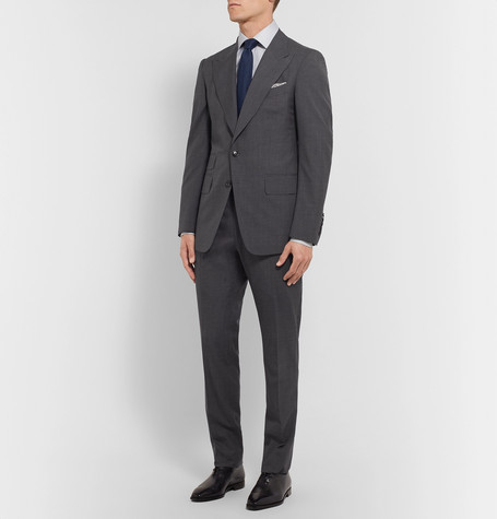 Tom Ford Dark Grey Shelton Slim Fit Super 120s Wool Suit Trousers, $819 ...