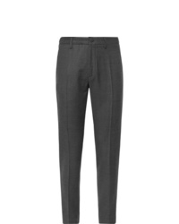 Incotex Dark Grey Tapered Wool Blend Trousers