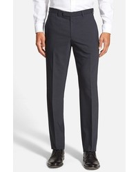 BOSS Flat Front Solid Wool Blend Trousers