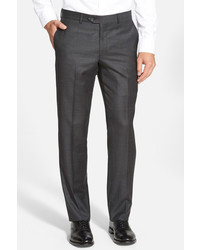 Nordstrom Flat Front Solid Wool Trousers