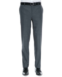 Brunello Cucinelli Flat Front Wool Trousers Charcoal