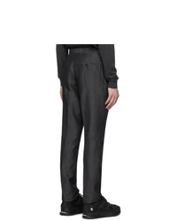 Burberry Grey Silk Linen Tailored Trousers