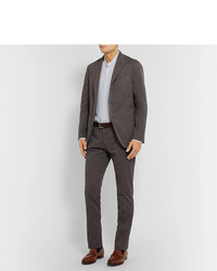 Boglioli Grey Slim Fit Cotton Blend Twill Suit Trousers