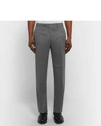 Canali Grey Super 120s Wool Flannel Trousers