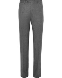 Canali Grey Super 120s Wool Flannel Trousers