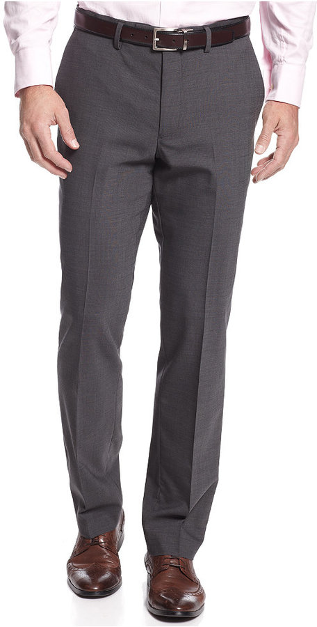 Kenneth Cole New York Slim Fit Charcoal Textured Dress Pants | Where