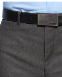 Calvin Klein Pants Grey Herringbone 100% Wool Modern Fit