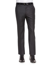 Zanella Parker Platinum Flat Front Super 150s Trousers Charcoal