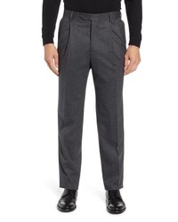 Berle Pleated Stretch Houndstooth Wool Trousers