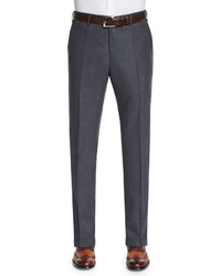 Incotex Woolcashmere Flannel Trousers Charcoal