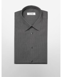 Calvin Klein Regular Fit Heathered Grey Stripe Non Iron Dress Shirt