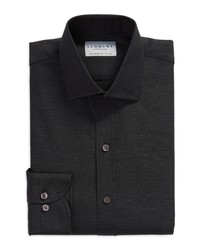 Ledbury Tailored Fit Solid Dress Shirt In Charcoal At Nordstrom