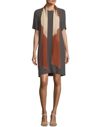 Eileen Fisher Crinkle Crepe Round Neck Short Sleeve Dress