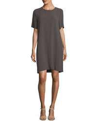 Eileen Fisher Crinkle Crepe Round Neck Short Sleeve Dress Plus Size