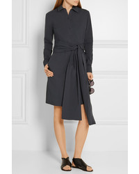 Tomas Maier Knotted Stretch Cotton Poplin Dress Charcoal