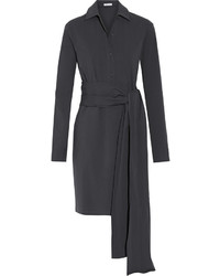 Tomas Maier Knotted Stretch Cotton Poplin Dress Charcoal