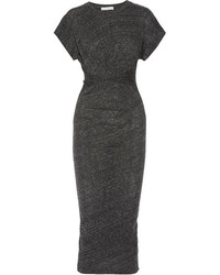 IRO Pacson Twist Front Mlange Cotton And Modal Blend Dress Dark Gray