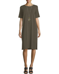 Eileen Fisher Short Sleeve Round Neck Jersey Dress Petite