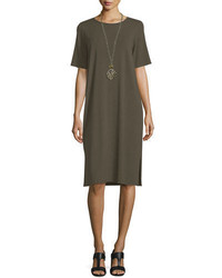Eileen Fisher Short Sleeve Round Neck Jersey Dress Petite