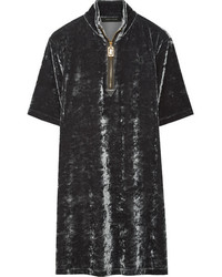 Marc Jacobs Stretch Velvet Mini Dress Dark Gray