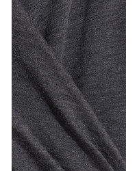Max Mara Wrap Effect Wool Blend Dress Gray