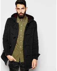 Gloverall Duffle Coat With Check Hood