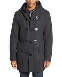 Black Rivet Longline Duffle Coat With Zip Out Bib