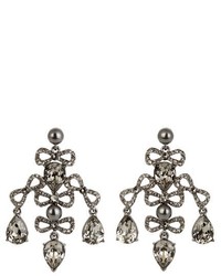 Oscar de la Renta Bow Crystal Embellished Earrings