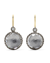 Larkspur & Hawk Olivia Button Small Rhodium Dipped Quartz And Diamond Earrings