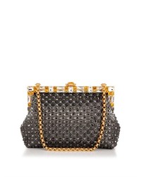 Dolce & Gabbana Vanda Crystal Embellished Leather Clutch
