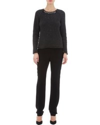 Lanvin Bejeweled Neck Pullover Sweater