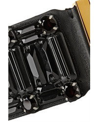 Marni Crystal Embellished Leather And Elastic Waist Belt