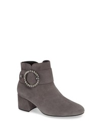 Charcoal Embellished Leather Ankle Boots