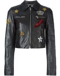 Dolce & Gabbana Embellished Cropped Leather Jacket