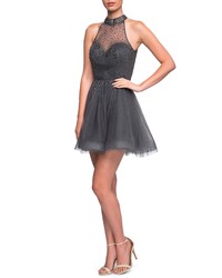 Charcoal Embellished Party Dress