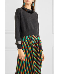 Marni Cropped Paillette Embellished Wool And Cashmere Blend Sweater