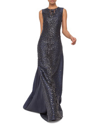 Akris Sleeveless Embellished Front Gown Starling