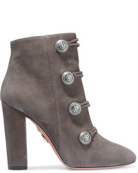 Charcoal Embellished Suede Ankle Boots