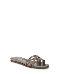 Charcoal Embellished Suede Flat Sandals